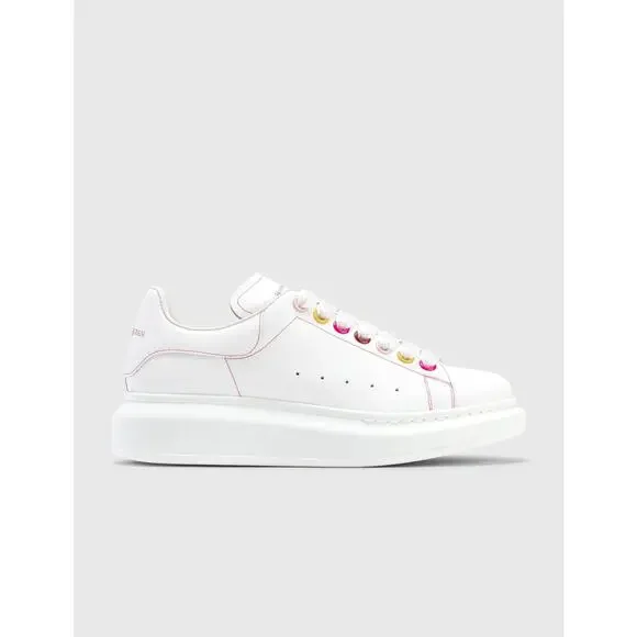 Alexander McQueen Oversized white leather rainbow sneakers size 11
